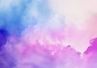 Fantezi düz açık pembe arka plan, mor gölgeler ve mavi suluboya kağıt desenli.