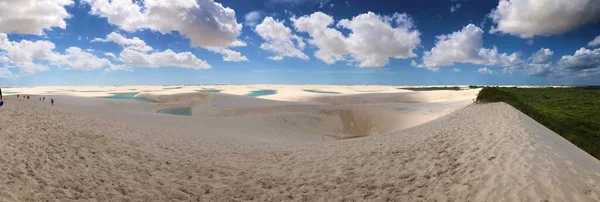 Panoramafoto Von Pequenos Lencois Maranhences Maranhao Mehrere Seen Und Viel — Stockfoto