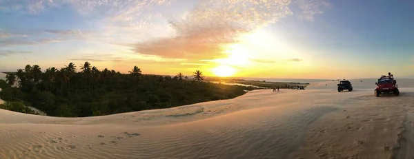Sonnenuntergang Auf Den Dünen Von Praia Prea Jericoacoara Auf Ceara — Stockfoto