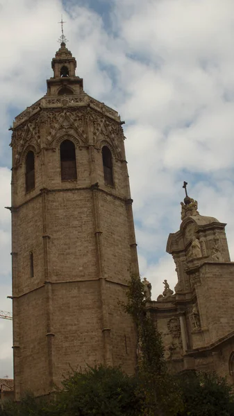 Историческая Башня Miguelete Рядом Собором Валенсии Испания — стоковое фото