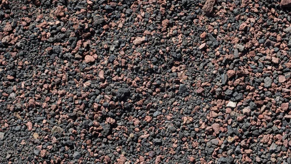 Textuur Van Zwart Vulkanisch Zand Grind Bodem — Stockfoto
