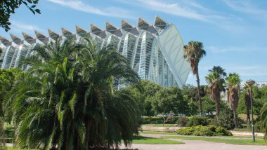 Valencia 'daki (İspanya) Turia Nehri' nin sanat ve bilim şehrinin manzarası.