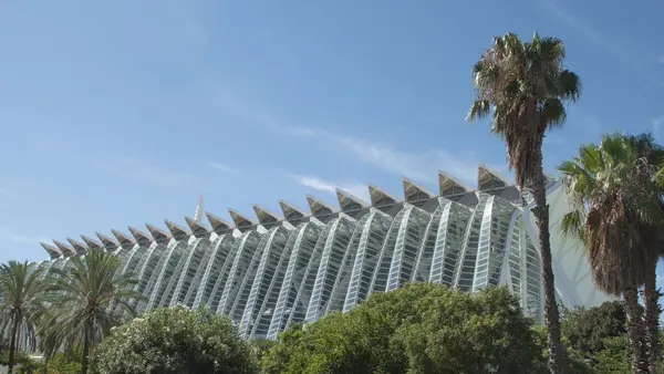 Valencia 'daki (İspanya) Turia Nehri' nin sanat ve bilim şehrinin manzarası.