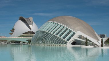 Valencia 'daki sanat ve bilim şehrinin (İspanya) yapısının mimari ayrıntıları).