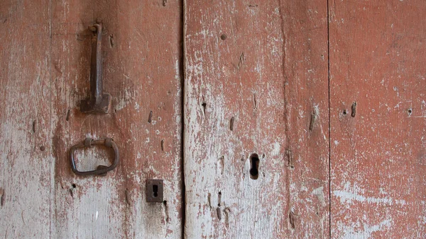 Antique brown painted wooden door