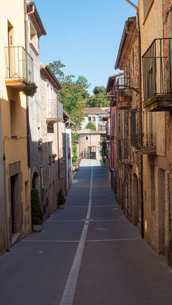 Main street of a rural village in Catalonia