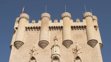 Towers of the historic and ancient castle of the Alcazar of Segovia (Spain) clipart