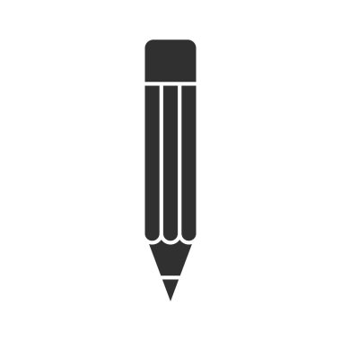 Beyaz arkaplanda düz siyah kalem simgesi. Vektör illüstrasyonu