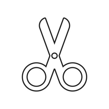 Beyaz arkaplanda düz çizgi makas simgesi. Vektör illüstrasyonu