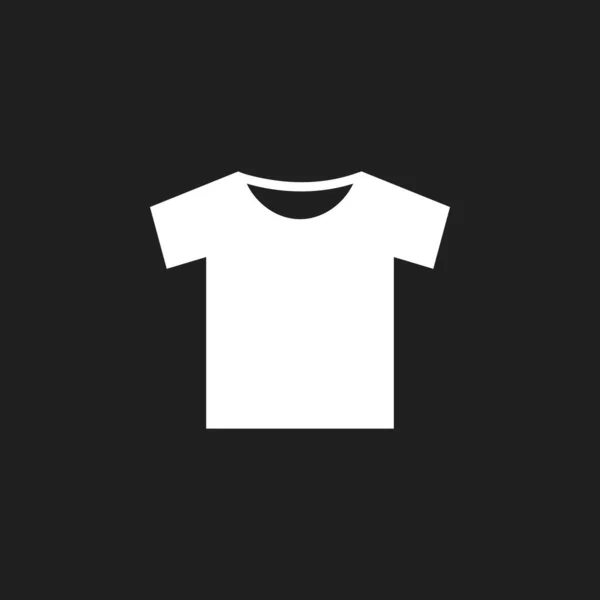 Flat White Shirt Icoon Zwarte Achtergrond Vectorillustratie — Stockvector