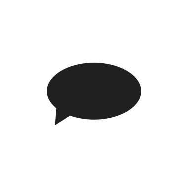 Beyaz arkaplanda siyah mesaj baloncuğu simgesi. Vektör illüstrasyonu