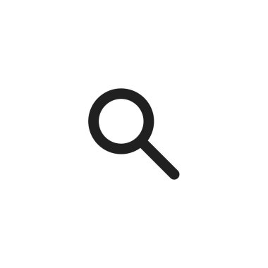 Büyüteç ya da arama ikonu beyaz sırtüstü. Vektör illüstrasyonu