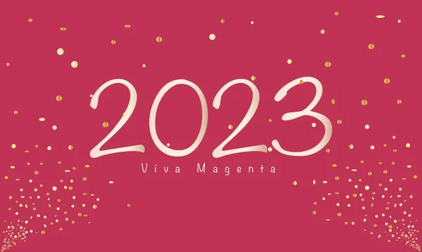  2023 yılının renklerine ve konfetilere sahip soyut bir arka plan. Vektör illüstrasyonu 
