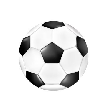 Futbol topu ikonu, yarışma için futbol sporu. Profesyonel oyuncu objesi. Beyaz arkaplanda izole edilmiş vektör gerçekçi illüstrasyon. Vektör illüstrasyonu