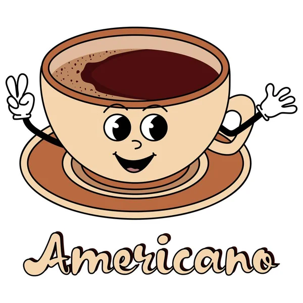 70 'lerin modası geçmiş posterleri, Americano kahveli retro baskı. Vektör illüstrasyonu