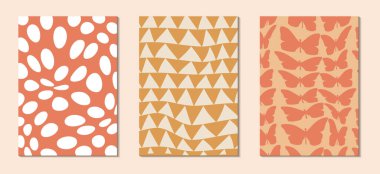 Groovy 70s backgrounds . Hippie Aesthetic. Posters in the style of 70s retro groovy with geometric elements. Vector illustration clipart