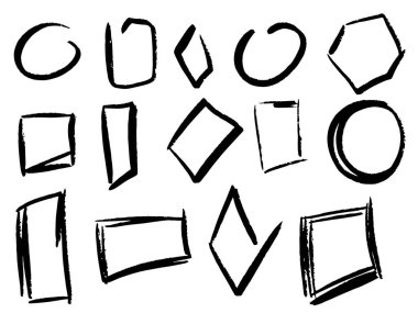 Çerçeve seti, vektör çizgisi karalaması, siyah kalem çizilmiş çerçeve koleksiyonu. - Evet. Vektör illüstrasyonu