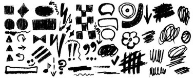 Altı çizili fırça darbesi seti, vektör çizgisi karalaması, siyah kalem çizili bölme kolu koleksiyonu. Çizim işaretleyici kenarı, çizgili boya seti, grunge yaratıcı metin dekorasyonu. Altı çizili fırça darbesi