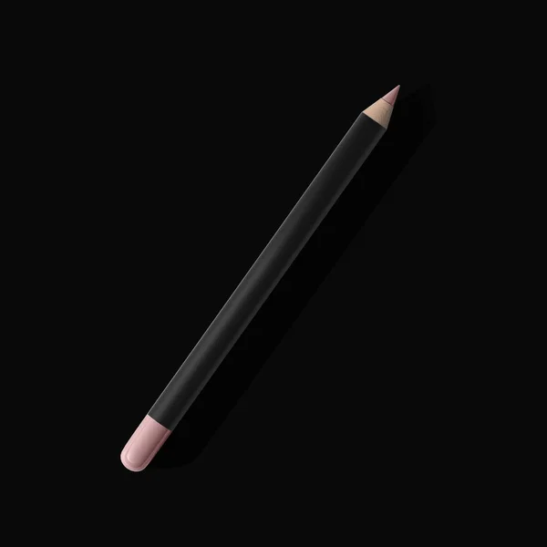 Matte Black Lip Pencil Top View Isolated Black Background — Stock Photo, Image