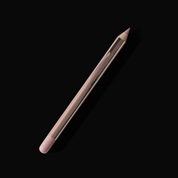 Rosegold Lip Pencil Top View Isolated Black Background — Stock Photo, Image