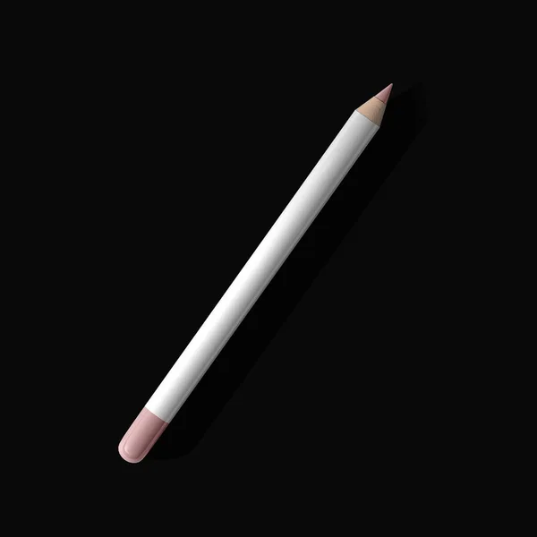 white paint lip pencil top view isolated black background