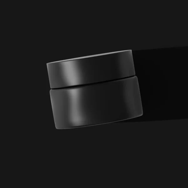 Matte Black Cosmetic Jar Mockup Top View Long Shadow Isolated — Stock Photo, Image