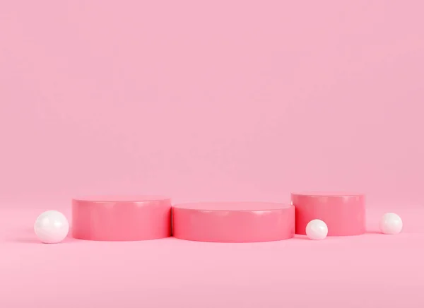 Render Podium Display Pink Background Valentine Love Cosmetic Product Presentation — Stock Photo, Image