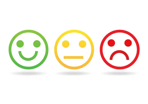 Groene Glimlach Rood Boos Pictogram Geïsoleerd Witte Achtergrond Emotie Feedback — Stockvector