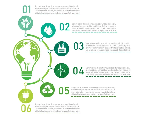Οικολογία Πράσινο Infographic Στοιχείο Λευκό Φόντο Δέντρο Ανάπτυξης Και Ανάπτυξης — Διανυσματικό Αρχείο