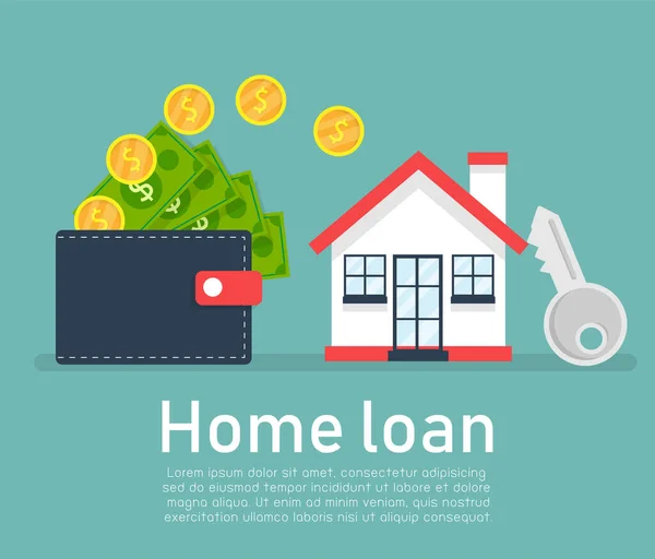 Home Loan Blue Background Business Finance Concept Vector Illustration Flat — Archivo Imágenes Vectoriales
