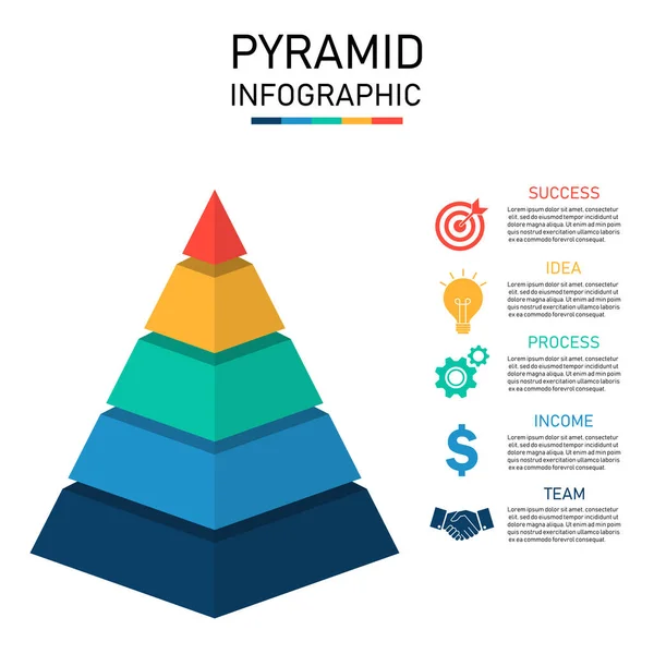 Infografía Piramidal Negocios Con Pasos Ilustración Vectorial Diseño Moderno Estilo — Archivo Imágenes Vectoriales