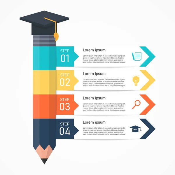Matita Educazione Infografica Con Opzioni Concetto Studio Istruzione Design Infografico — Vettoriale Stock