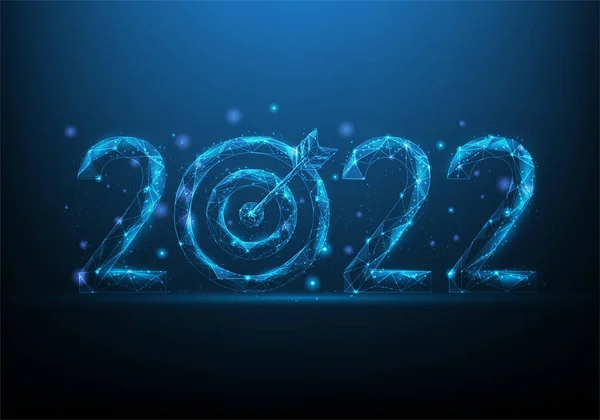 Starta Nytt 2022 Låg Poly Wireframe Upplösning Och Målnummer 2022 — Stock vektor