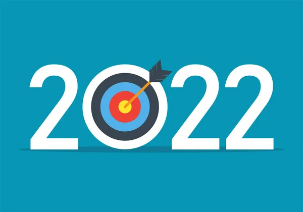 Affärsmål Nyår 2022 Måluppfyllelse Marknaden Nya Affärskoncept Vektor Illustration Platt — Stock vektor