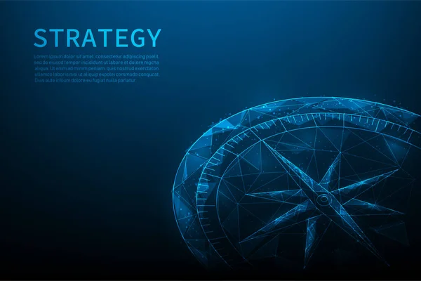 Nyíl Iránytű Stratégia Alacsony Poli Drótkeret Üzleti Célok Siker Koncepciójához — Stock Vector