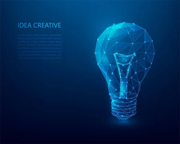 Idea Tecnología Innovación Wireframe Creativo Idea Bombilla Wireframe Estructura Conexión — Vector de stock