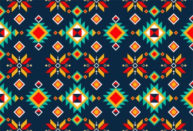 Halı, ambalaj, duvar kağıdı, giysi, batik, kumaş için geometrik etnik navajo desenli arka plan tasarımı. Aztek, boho, kusursuz yerli. Vektör illüstrasyon nakış biçimi.