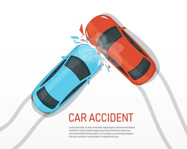 Accident Voiture Sur Route Concept Assurance Automobile Illustration Vectorielle Dans — Image vectorielle