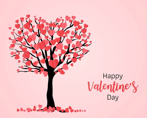 Feliz Día San Valentín Con Árbol Forma Corazón Sobre Fondo — Archivo Imágenes Vectoriales