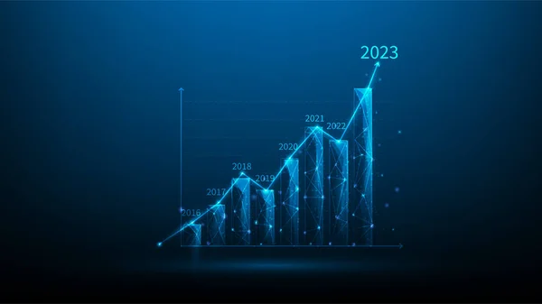 Obchodní Finance Růst Grafu Investic Novém Roce 2023 Rostoucí Burzovní — Stockový vektor