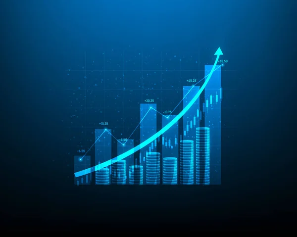 Başarı Pazarı Grafiği Hisse Senedi Teknolojisi Büyüme Grafiği Dijital Yatırımı — Stok Vektör