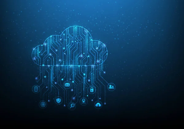 Cloud Computing Technologie Digitales Internet Low Poly Big Data Center — Stockvektor