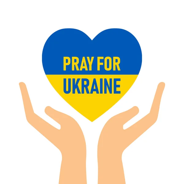 Hand Holding Heart Pray Ukraine Ukraine Russia Stop Violence War — Stock Vector