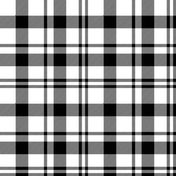Schwarz Weiße Farbe Tartan Kariertes Nahtloses Muster Schottisches Karo Textur — Stockvektor