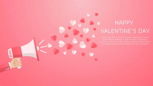 Altavoz Día San Valentín Sobre Fondo Rosa Promoción Día San — Archivo Imágenes Vectoriales