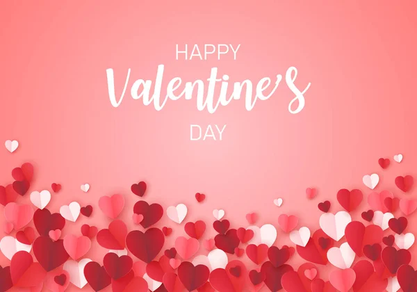 Día San Valentín Con Corazones Sobre Fondo Rojo Con Espacio — Archivo Imágenes Vectoriales