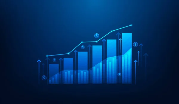 Business Finance Geld Investering Grafiek Pijl Omhoog Technologie Inkomen Rendement — Stockvector