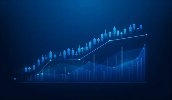Finanzieren Aktienhandel Auf Blauem Dunklem Hintergrund Business Trading Wachstumskonzept Marktdiagramm — Stockvektor
