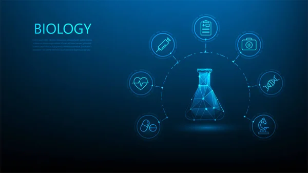 Tecnologia Biologia Scientifica Digitale Con Icona Sfondo Blu Tecnologia Ospedaliera — Vettoriale Stock