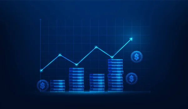Stack Coin Business Investment Graph Wachstumstechnologie Finanzgrafik Erhöht Das Geld — Stockvektor